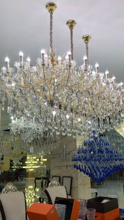 Luxury Royal Rectangular Candle Crystal Chandelier for Dining Room/Kitchen Island