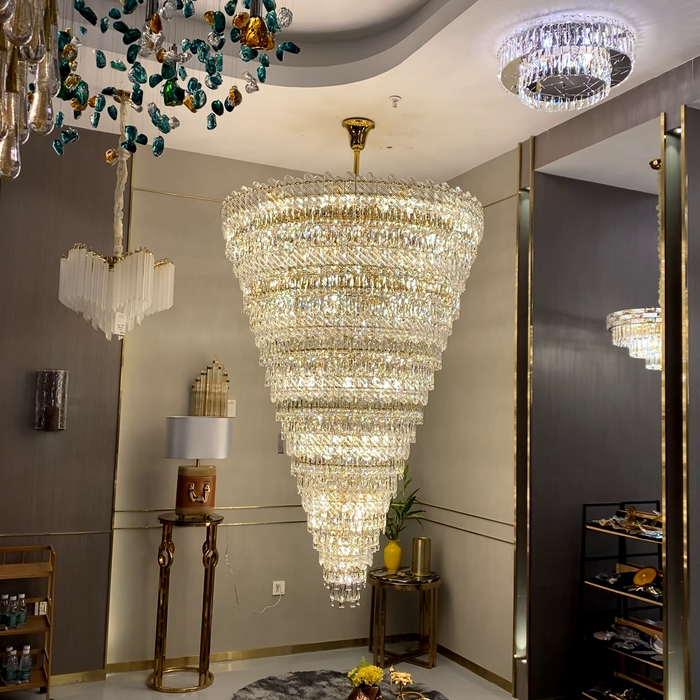 Lámpara de araña de cristal de lujo extra grande para escalera/sala de estar/vestíbulo/villa
