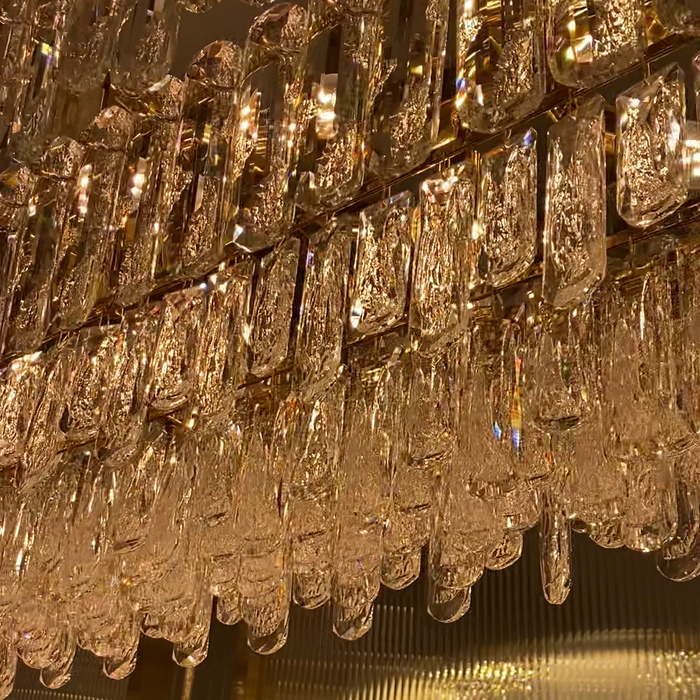 Lampadario di lusso leggero rotondo/rettangolare in cristallo trasparente con finitura oro champagne/cromo per soggiorno/sala da pranzo/camera da letto 