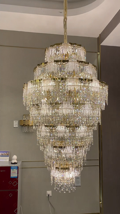 Luxury Extra Large Multi-tier Meilting Ice Crystal Chandelier for Staircase/Foyer/Entryway/Hotel