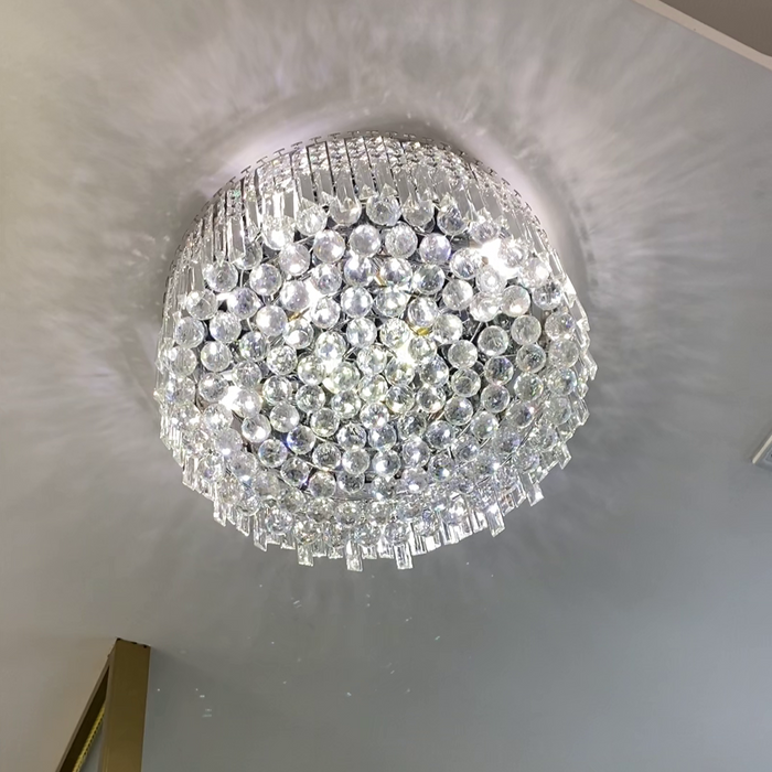 Light Luxury Round Flush Mount Crystal Chandelier