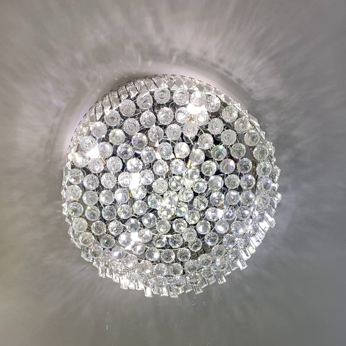 Lámpara de araña de cristal de montaje empotrado redondo de lujo ligero 