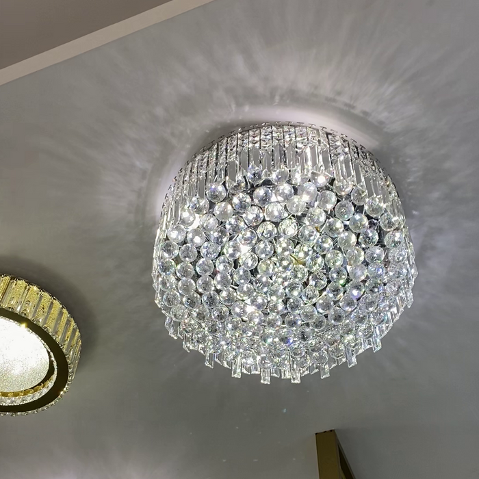 Light Luxury Round Flush Mount Crystal Chandelier