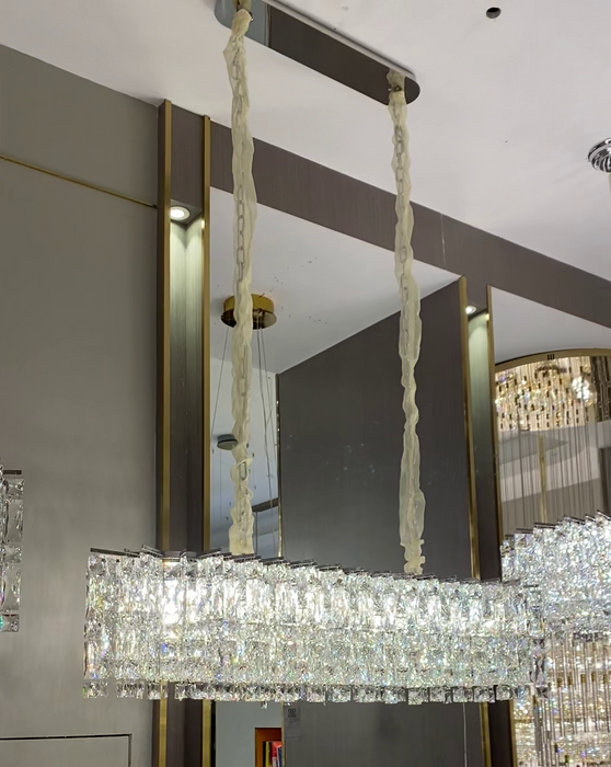 Modern Luxury Round/Rectangle Ice Crystal Chandelier in Chrome Finish for Living/Dining Room/Bedroom