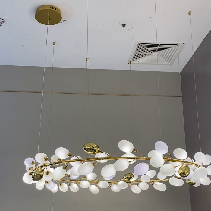 Modern Nordic Creative Art Designer Ring/Linear Pure White Grape Chandelier for Living/Dining Room