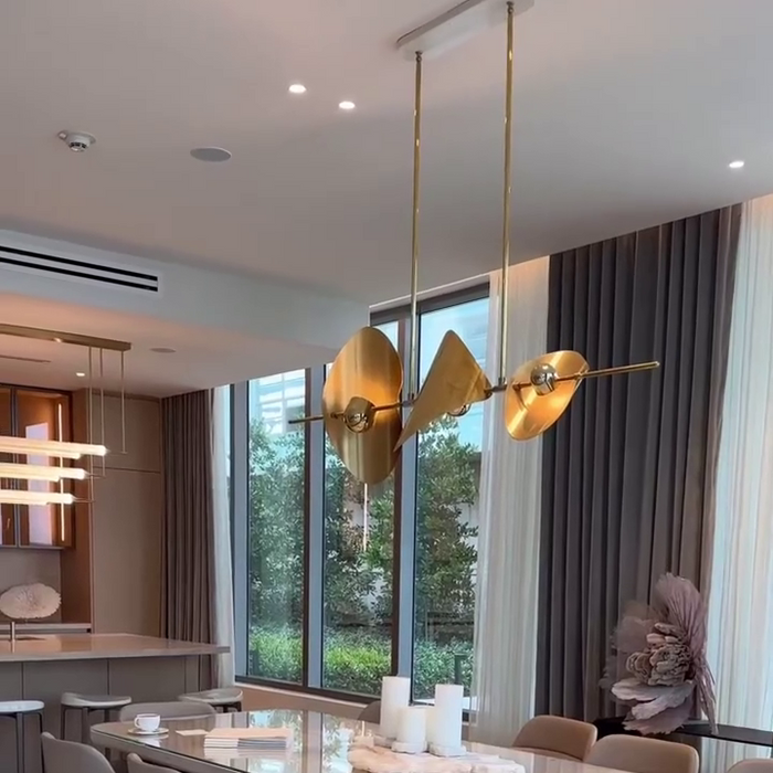 Lampadario lineare minimalista in ottone per sala da pranzo/isola cucina