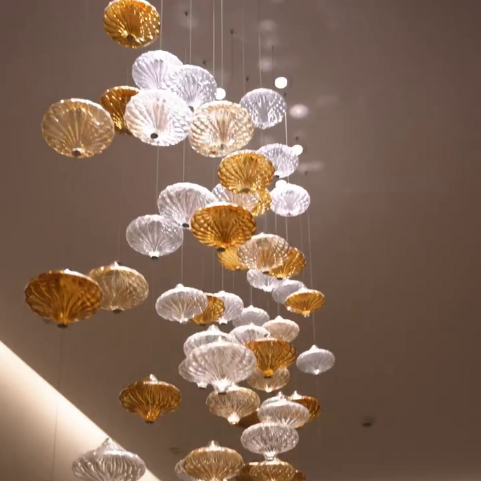 Lámpara flotante de cristal con diseño de arte creativo personalizado para escalera/vestíbulo/villa/sala de estar