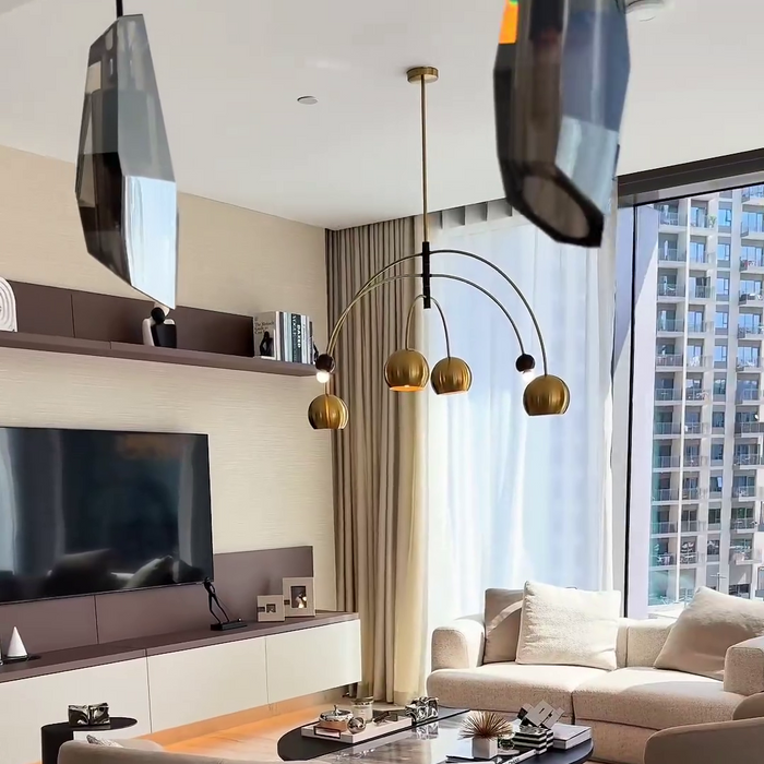 Lámpara de araña cósmica moderna y creativa para sala de estar/dormitorio