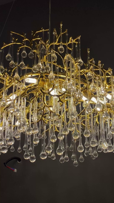 Luxury Gold Crystal Raindrop Chandelier for Dining Room/Kitchen Island