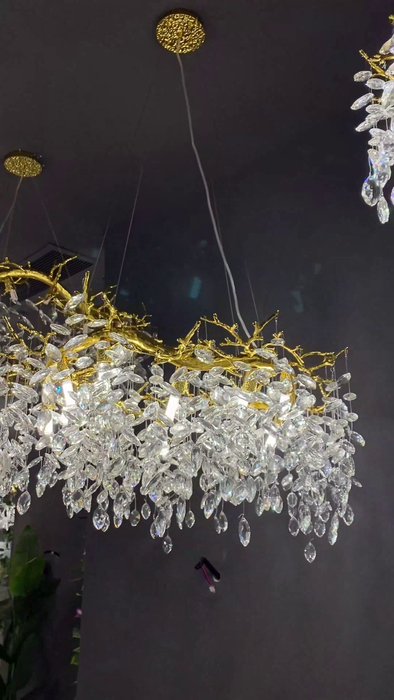 Luxury Ring Branch Crystal Leaves Chandelier for Living Room/Bedroom/Bathroom