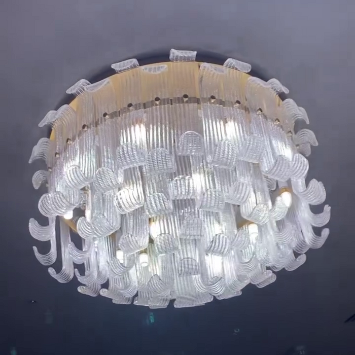 Modern Curved Striped Glass Chandelier