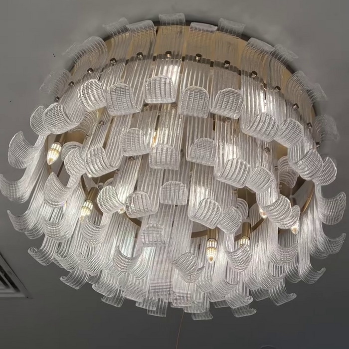 Modern Curved Striped Glass Chandelier