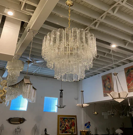 Lámpara de araña escalonada de vidrio soplado a mano de 3/4/5/7 niveles con diseño de arte moderno