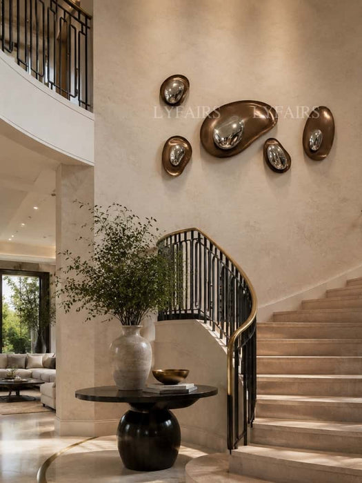 Irregular Round Stone‑Shaped Mirror Wall Decor
