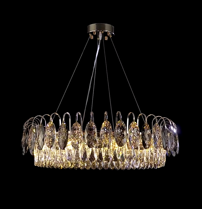 Lussuoso lampadario in cristallo K9 con finitura ottone/argento | Plafoniere moderne