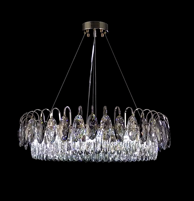 Lujosa lámpara de araña de cristal K9 con acabado en latón/plata | Lámparas de techo modernas