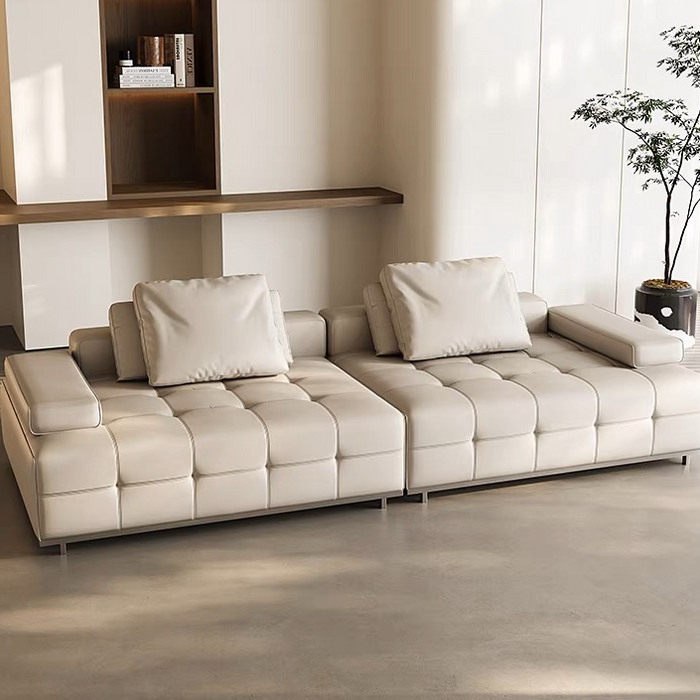 Luxury Leather Straight Sectional Sofa for Villa