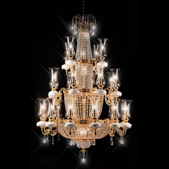 Lámpara de araña de cristal de varios niveles estilo imperio de lujo para escalera/vestíbulo/villa/hotel