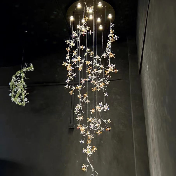 Araña de cristal de flor de rama de lujo para escalera alta/vestíbulo/pasillo
