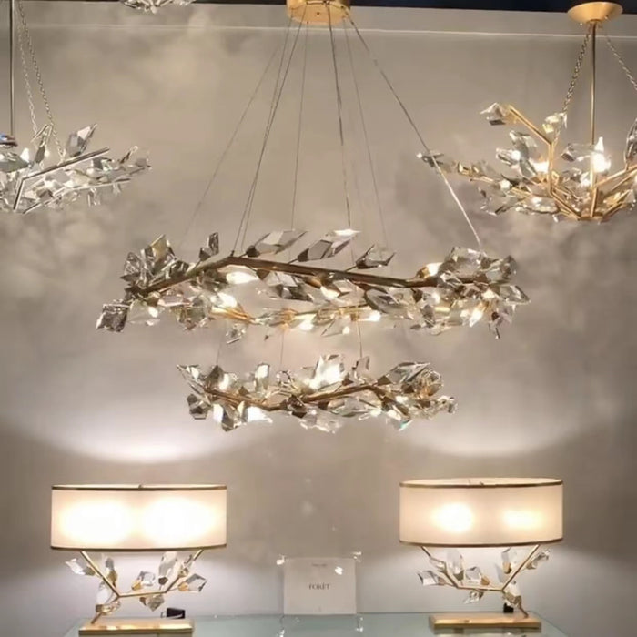 Luxury Modern Crystal Chandelier in Brass Finish Ceiling Light Fixtures