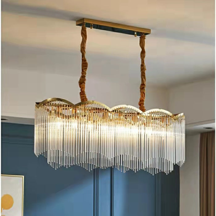 Lámpara de iluminación elegante, lámpara de cristal lineal para sala de estar/comedor