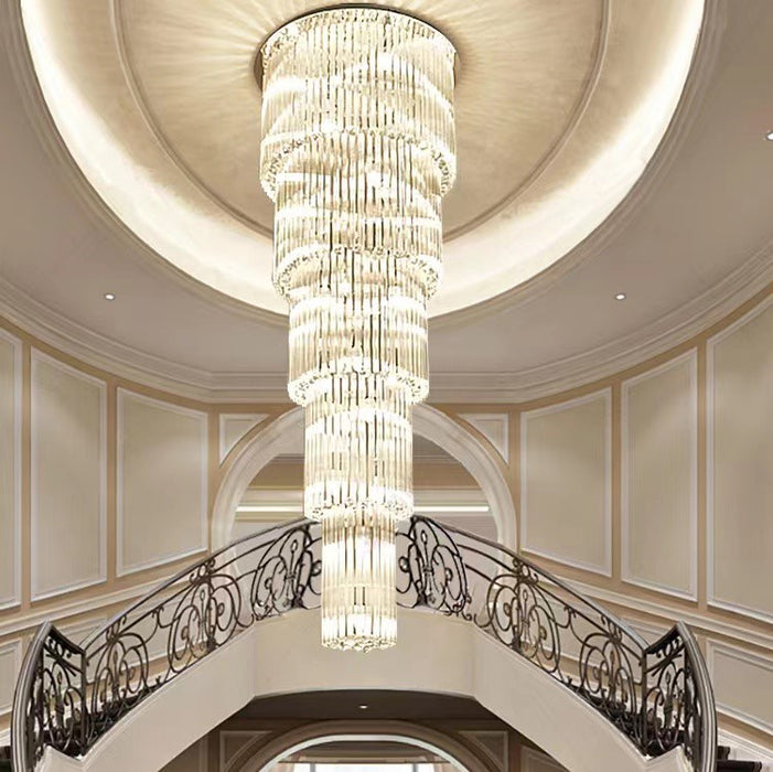 Oversized Multi-layer Crystal Ceiling Chandelier for Duplex Luxury Vil ...