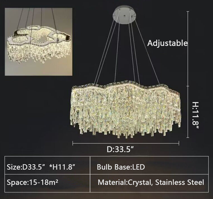 D33.5"*H11.8" 2023 New Modern Light Luxury Creative Set Crystal Chandelier Designer Style Irregular Round/Oval Light Fixture For Bedroom/Living Room/Dining Room 