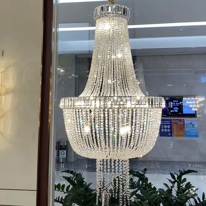 Lámpara de araña de cristal imperio moderna de lujo para vestíbulo/entrada/sala de estar