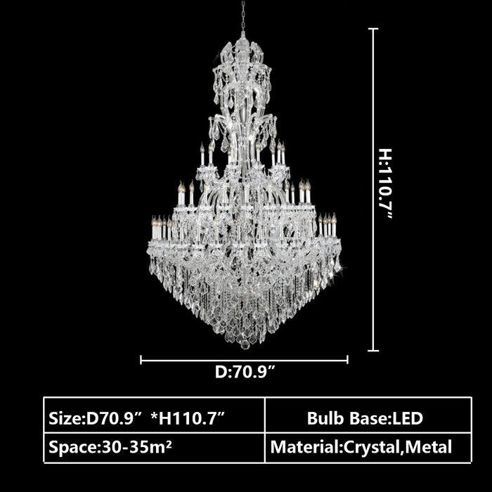Oversized Luxury Traditional Gold/Chrome Candle Branch Crystal Chandelier for 2-story/Duplex Buildings