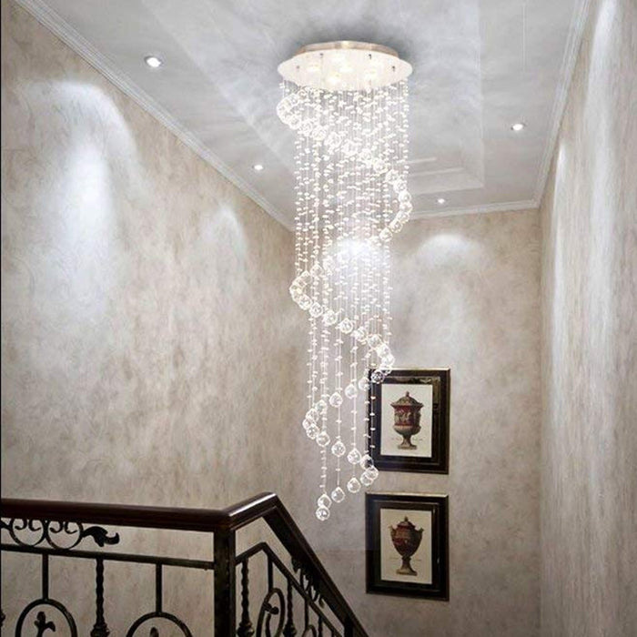 Extra Length Customization Modern Beautiful Shiny Bright Spiral Raindrop Crystal Chandelier For Entryway Staircase Wedding 2 Story Foyer Living room corner Library Breakfast Nook