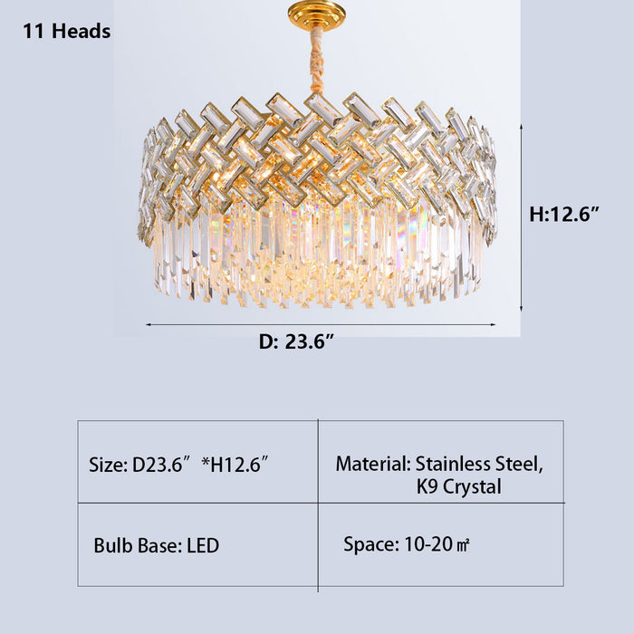 Lámpara de araña de cristal con valla de lujo, luz posmoderna, adecuada para sala de estar/comedor