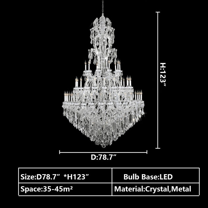 Oversized Luxury Traditional Gold/Chrome Candle Branch Crystal Chandelier for 2-story/Duplex Buildings