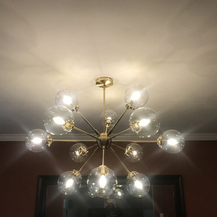 Apparecchio di illuminazione per lampadario a sfera Sputnik a 12 luci in vetro per sala da pranzo 