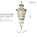 extra large 98.4'' 2.5m golden liner crystal chandelier for foyer staircase