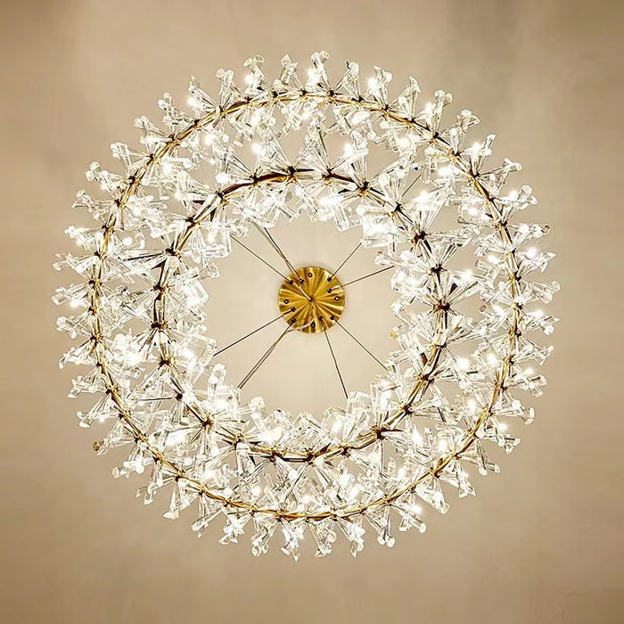 2 Wheel Frozen Ice Crystal Chandelier Light For Living Room Dining Hall