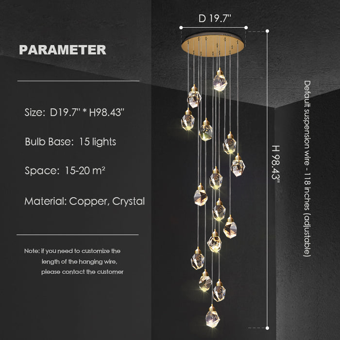 Lampadario di cristallo moderno Foyer Soggiorno Droplight Luci decorative per sala