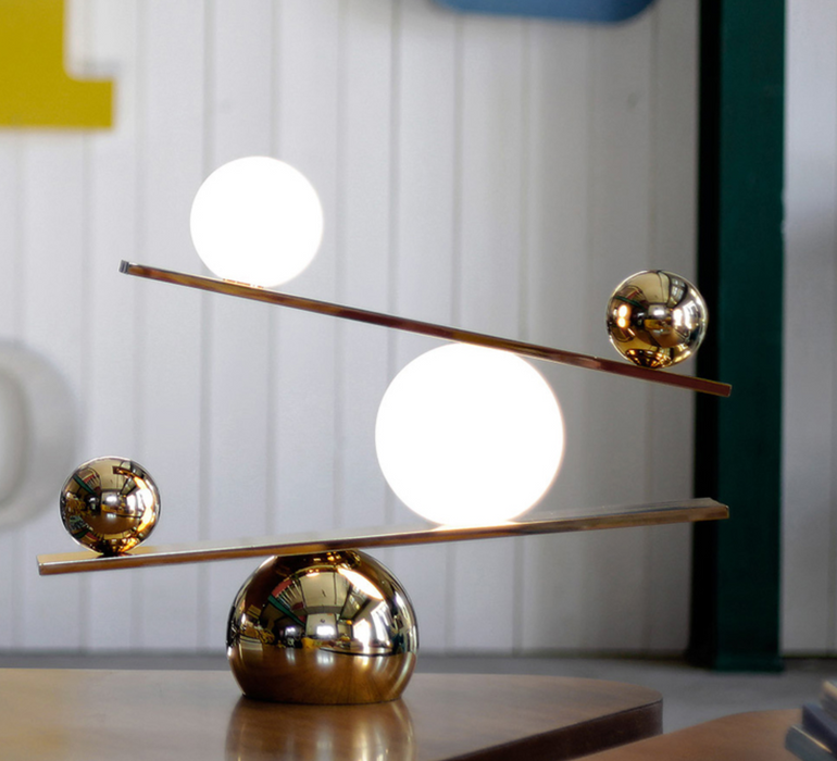 Lampade in vetro a 2 sfere in stile nordico Illuminazione creativa da tavolo a LED per soggiorno 