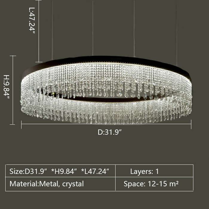 1 layer elegant white crystal ring chandelier 31.9 inch diameter for your dining room living room bedroom walk-in closet cafe