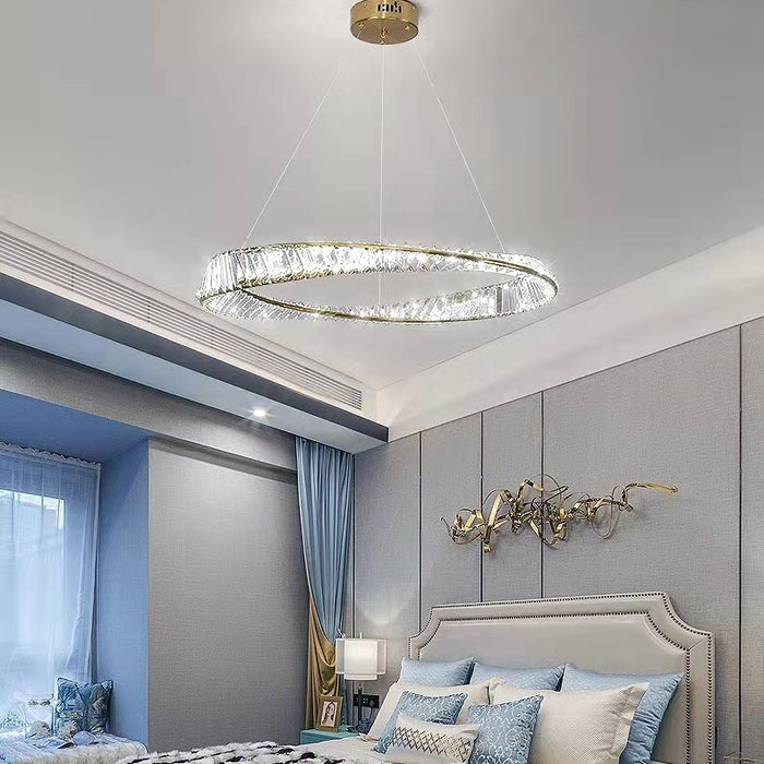Lampadario di cristallo ad anello Lampada da soffitto di lusso per soggiorno/sala da pranzo Lampada da camera da letto