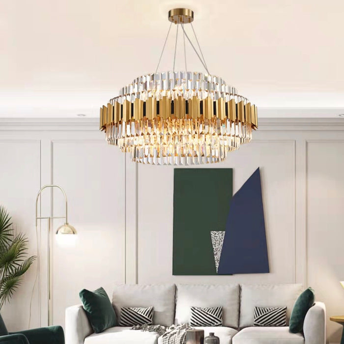 Lámpara de araña de cristal moderna, accesorio de iluminación de techo para sala/comedor de lujo, lámpara elegante para dormitorio, luz decorativa para salón o Villa
