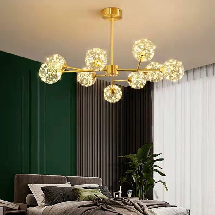 Lámpara de araña moderna Starlight para sala de estar, luz de techo de frijoles mágicos, lámpara de comedor molecular