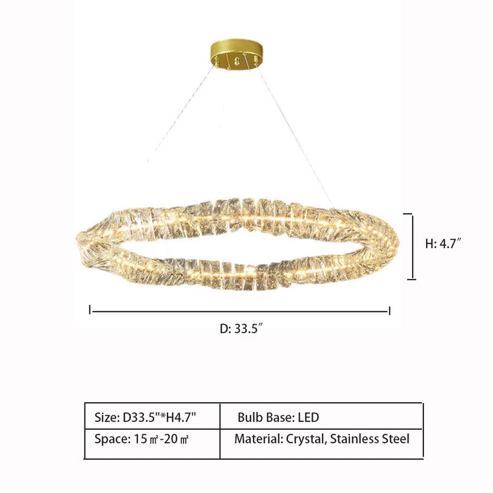 creative, crystal, chandeliers, ring, round, ajustable, upmarket, living room, dining room,light luxury, post modern,D33.5"*H4.7" D41.3"*H4.7"