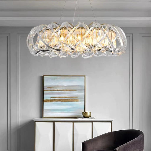 2023 New Art Light Luxury Crossed Shell Transparent Crystal Chandelier Suit for Dining/Living Room, round, shining, luxury,bedroom