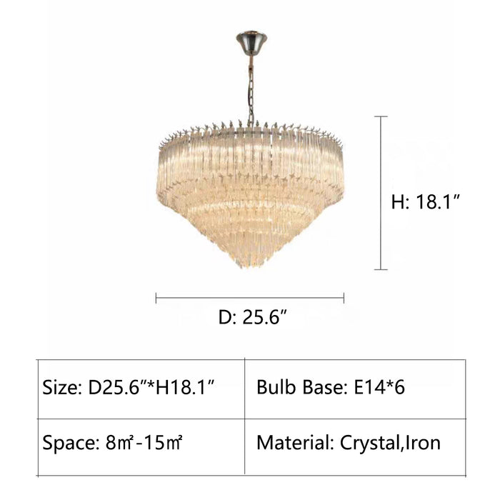 D25.6"*H18.1" chandelier,chandeliers,crystal,rods,tiers,layers,chrome,gold,silver,round,regular,living room,foyer,bedroom,entryway,hallway,villa,dining room,big table
