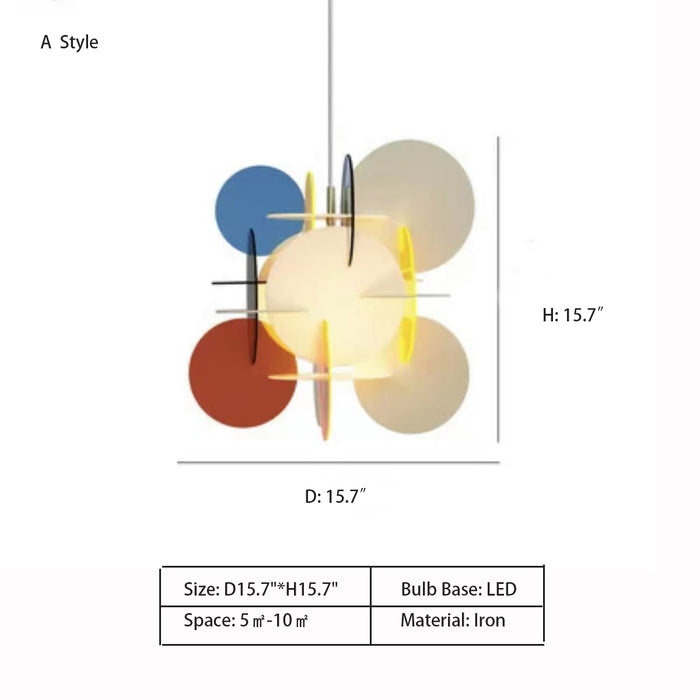Lámpara de araña de bloque redondo de acrílico de color posmoderno creativo nórdico para comedor/habitación de niños
