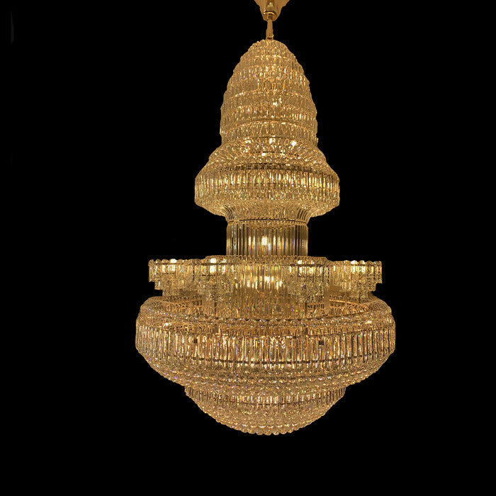 Lámpara decorativa imperio de cristal de techo de lujo de estilo europeo extra grande con acabado dorado para vestíbulo/sala de estar de techo alto