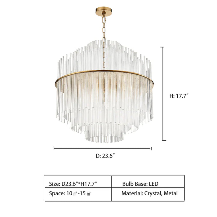 crystal rod, living room, dining room, modern, Nordic, simple, gold,chandelier,dimension