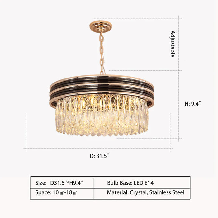 Lampadario a sospensione in cristallo multistrato moderno e minimalista in oro per soggiorno/sala da pranzo/camera da letto