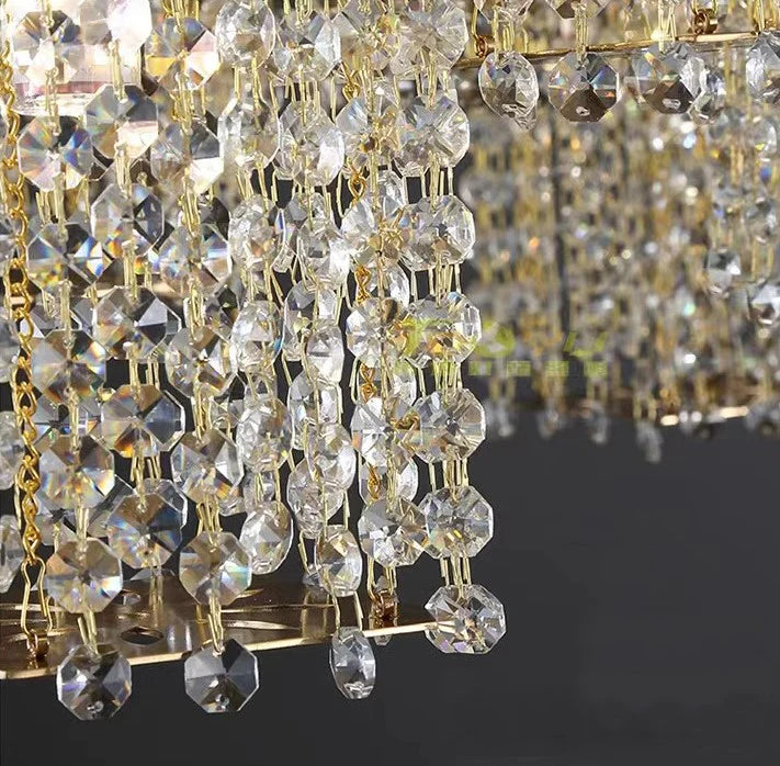 Post-Modern Light Luxury Rectangular Crystal Pendant Chandelier for Dining / Living Room / Kitchen Island