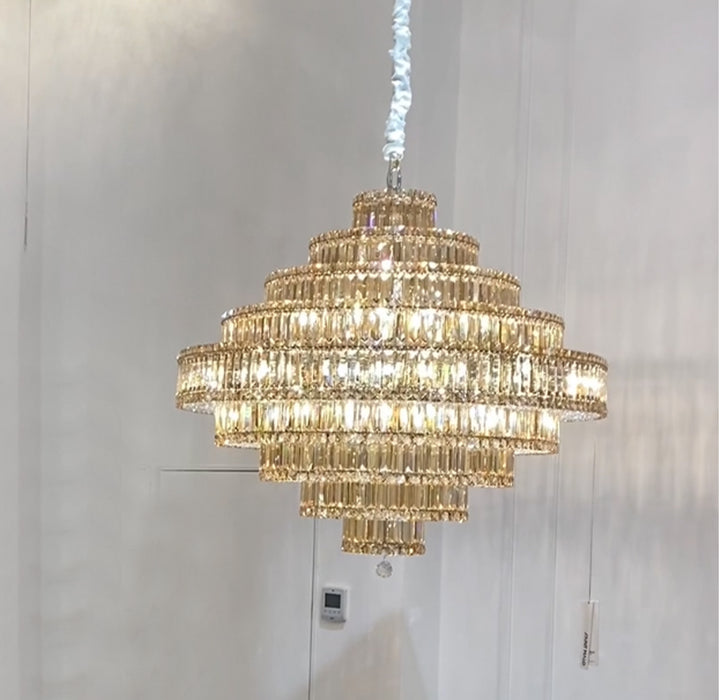 Extra Large Circle Multi-Layer Modern Light Luxury Crystal Chandelier for Living/ Dining Room/ Villa